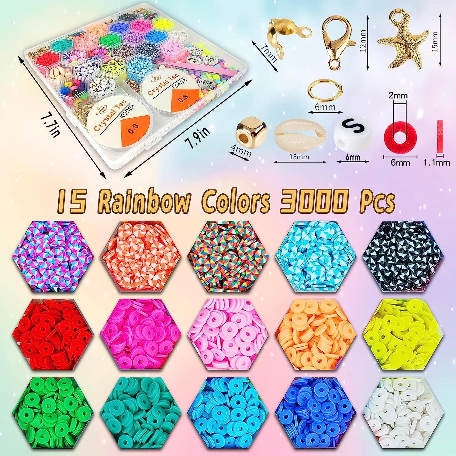 Flat Clay Beads for Jewelry Bracelet Making Kit 6mm Flat Polymer Heishi  Beads DIY Arts and Crafts Kit with Smiley Face Letter Bead Gifts Toys for  Girls Age 6-12