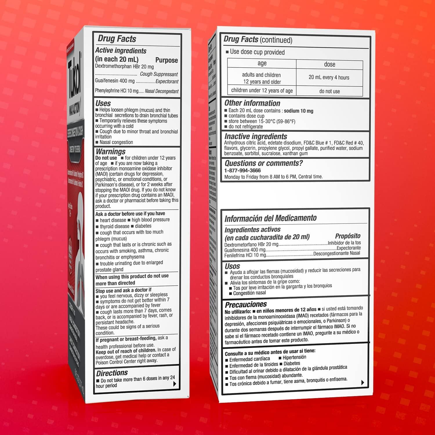 TUKOL Max Action Severe Cough Suppressant & Nasal Decongestant Syrup