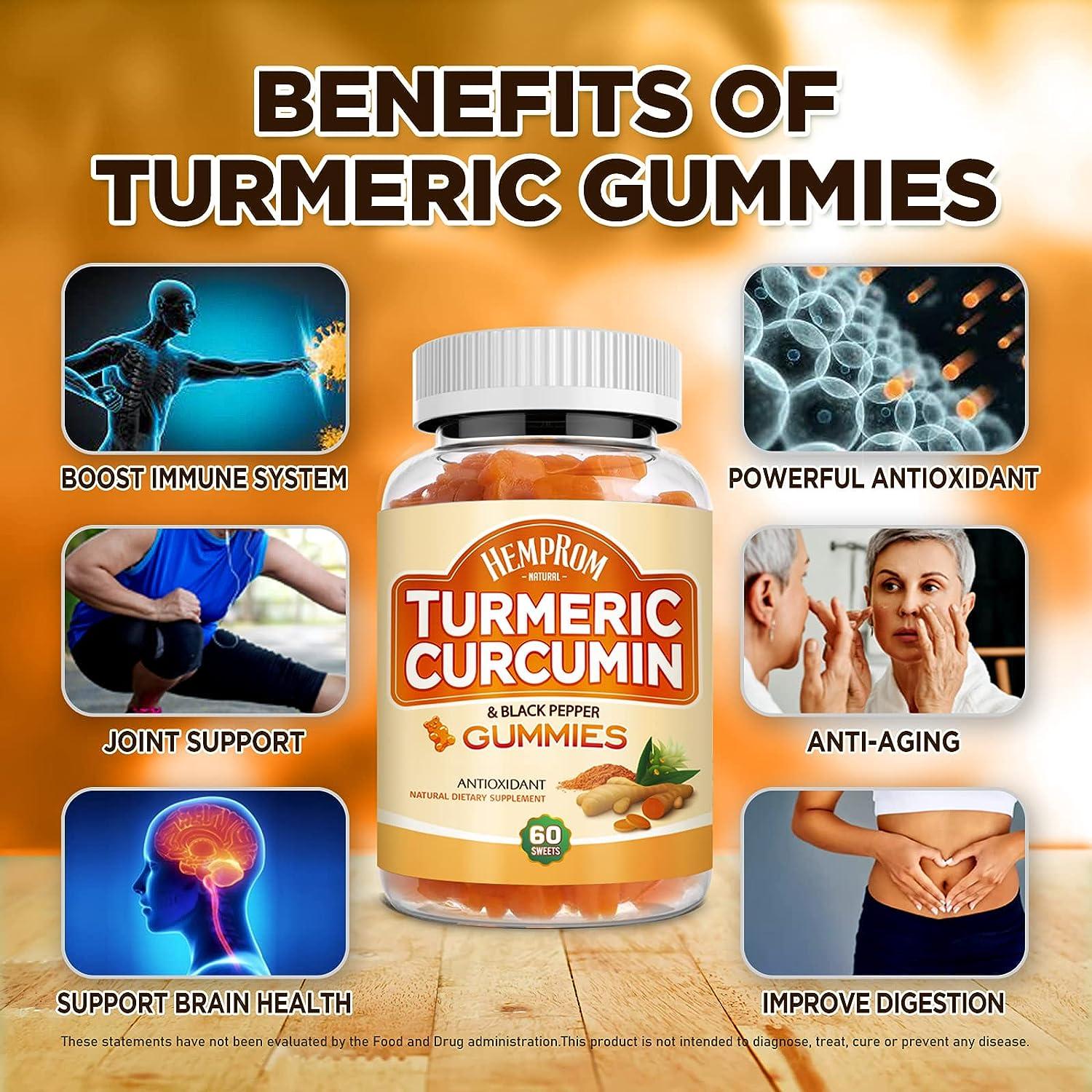 Turmeric Curcumin Gummies with Black Pepper Extra Strength Absorption