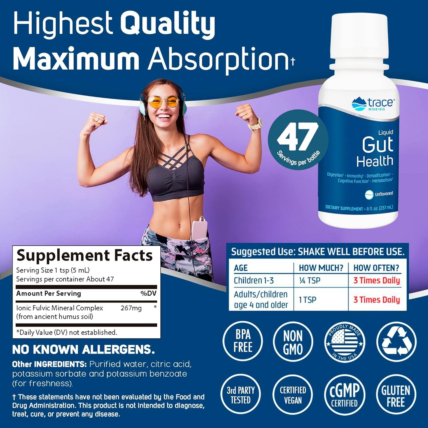 Trace Minerals Liquid Gut Health Support for Gut Lining Normal