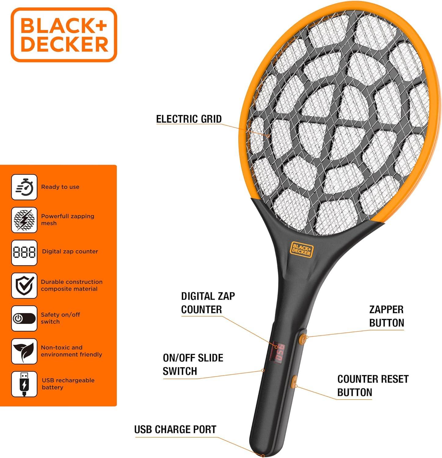 Black+Decker Electric Fly Swatter, Outdoor, Indoor Bug Zapper