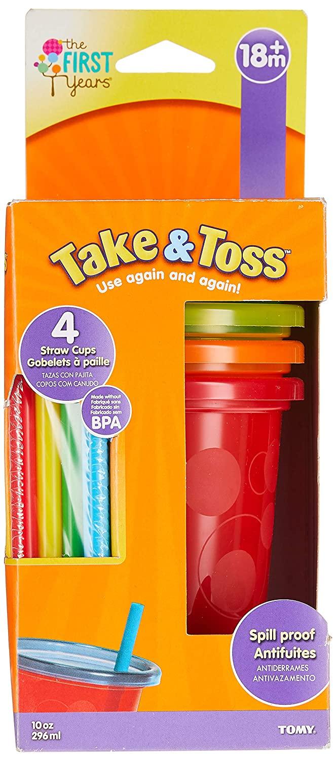 4-Pack 10 Ounce Take & Toss Spill-Proof Food Grade BPA Free Kids