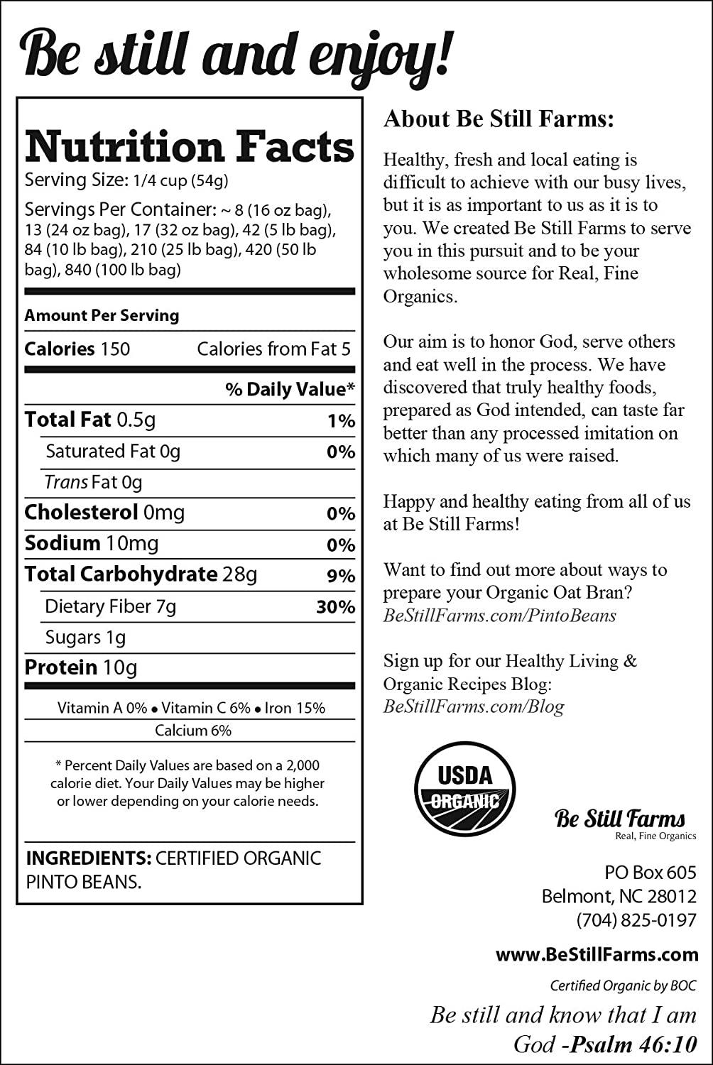 Be Still Farms Organic Pinto Beans (5lb) Dry Bulk Ideal Dry Pinto