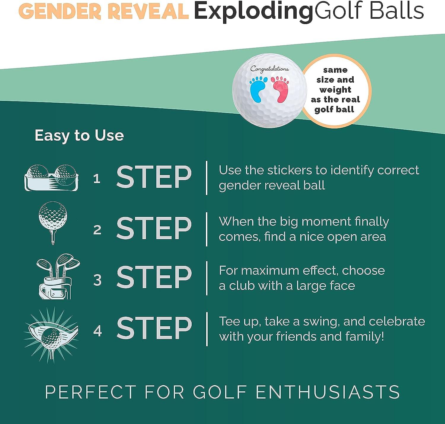 Gender Reveal Exploding Golf Balls Set for Gender Reveal Parties ONE