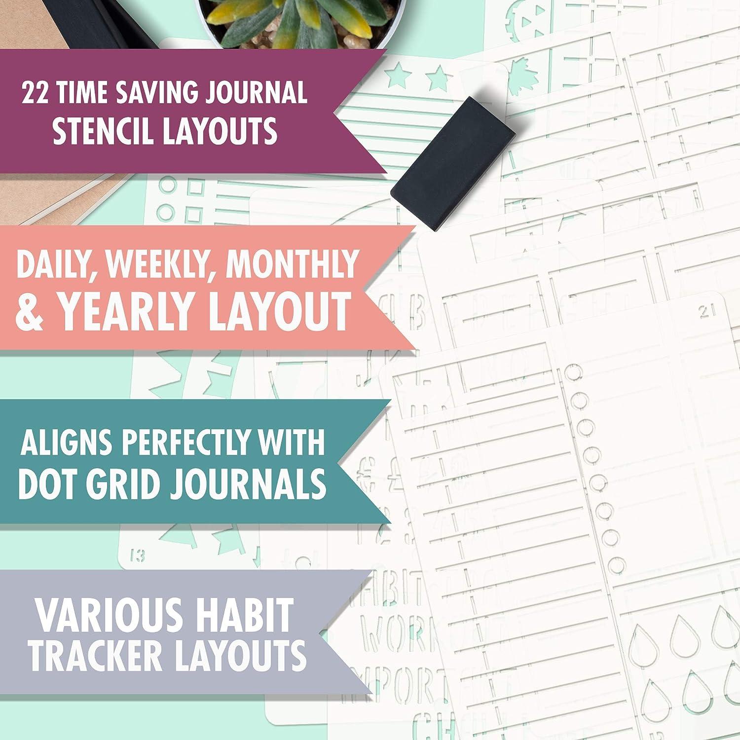 Productivity Stencil Set for Dotted Journals - Time Saving Planner