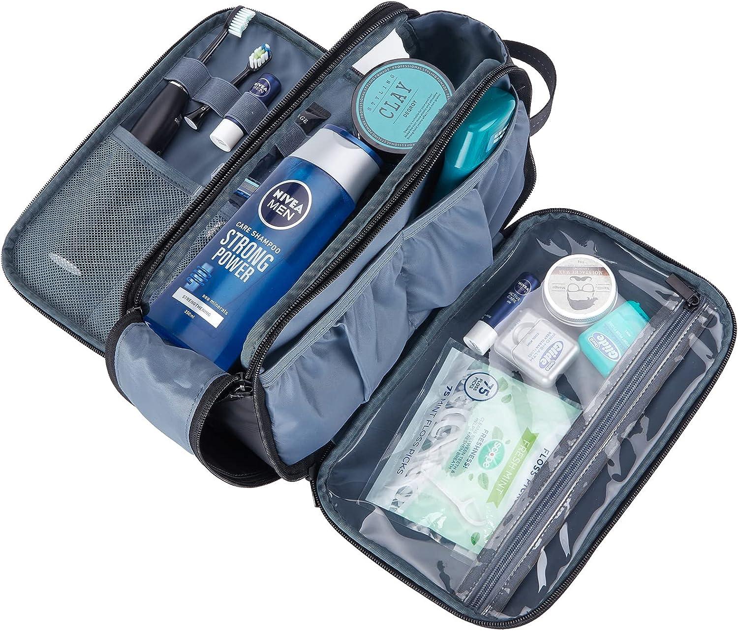 ZEEMO Toiletry Bag for Men, Extra Large Water-resistant Dopp Kit with  Double Side Full Open Design, Shaving Bag for Toiletries and Shaving  Accessories for Long Travel, Black I-Multi-Pocket 7L (Black)