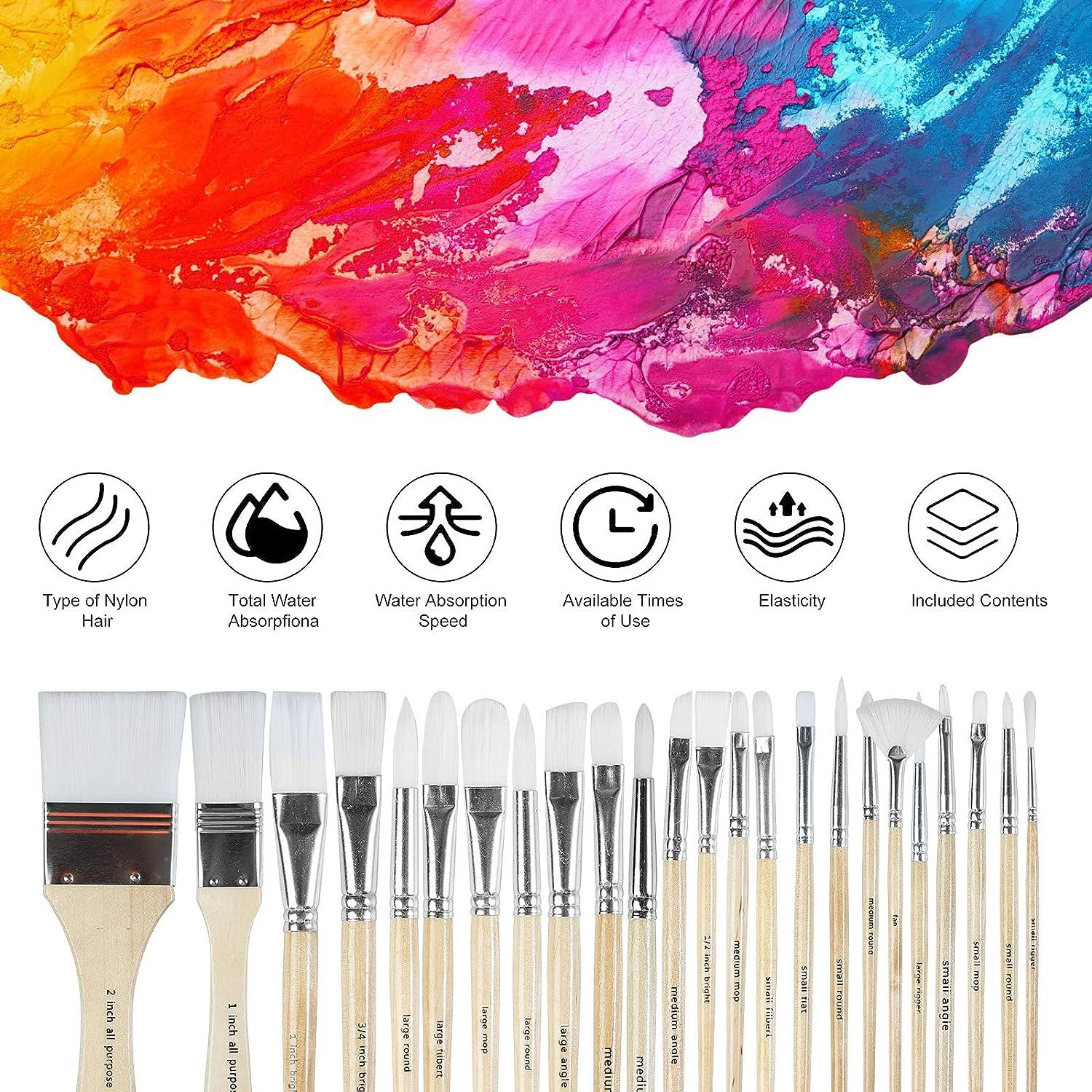 Paint brush set, 24 pieces of acrylic paint brushes, oil painting w
