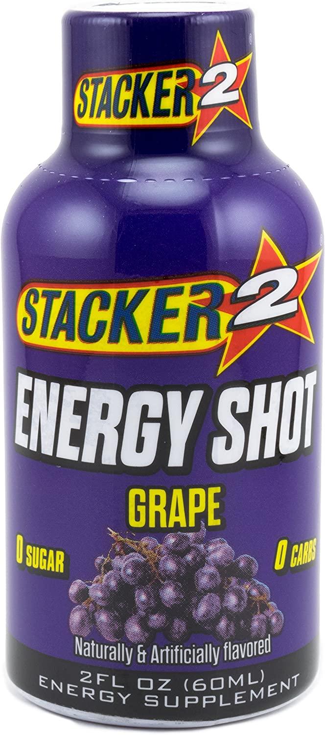 Stacker 2 Energy Shots Grape Flavor 2oz. Shots (24 Bottles)