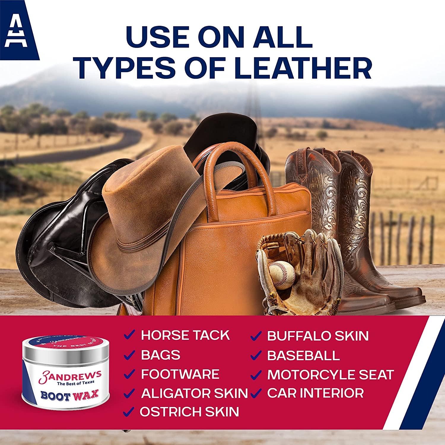 Andrews Boot Wax 7oz Natural Beeswax Polish for Leather Furniture