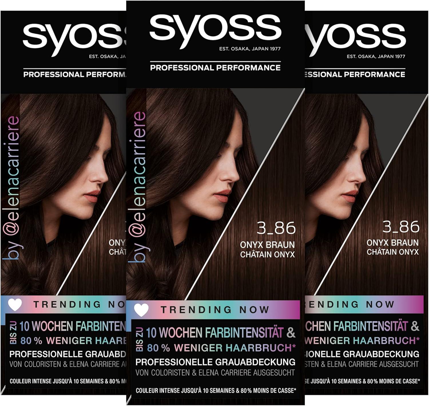 Syoss Color 3_86 Onyx Braun Permanent Hair Color (3 x 115 ml - Main Image