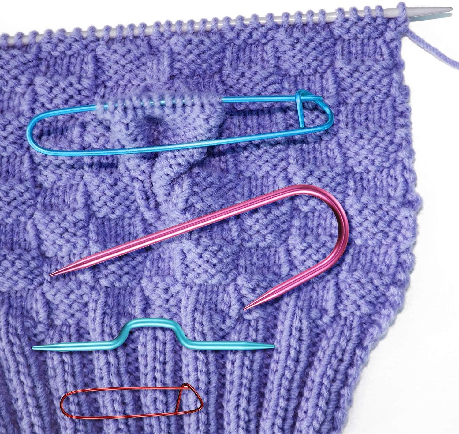 12 Pieces Multicolor Knitting Stitch Holders Yarn Stitch Holder for  Knitting Notions Crochet Needle Aluminum Stitch Holders Safety Pins, 6 Sizes