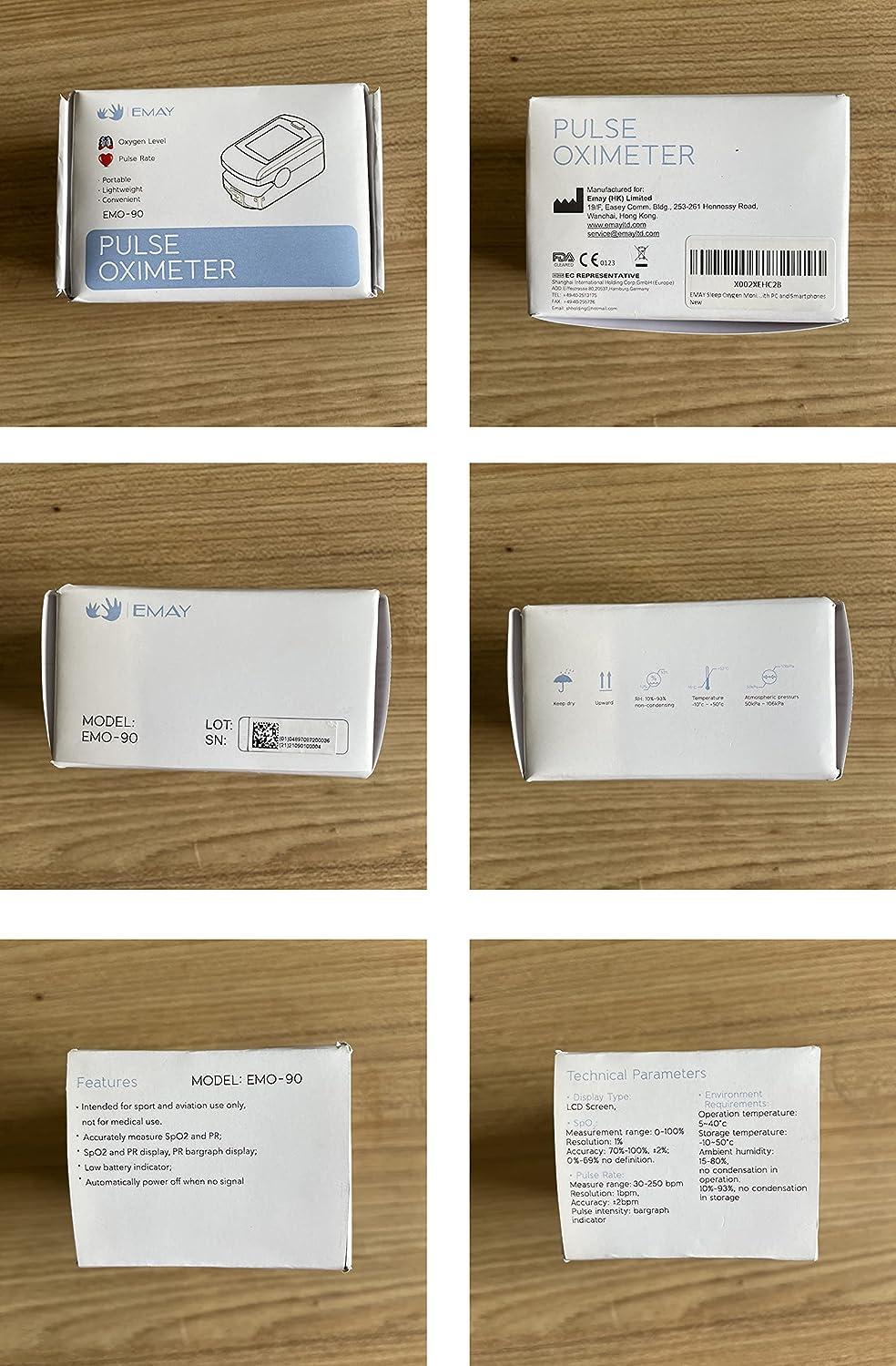 EMAY Sleep Oxygen Monitor with PC Software & App Bluetooth Pulse