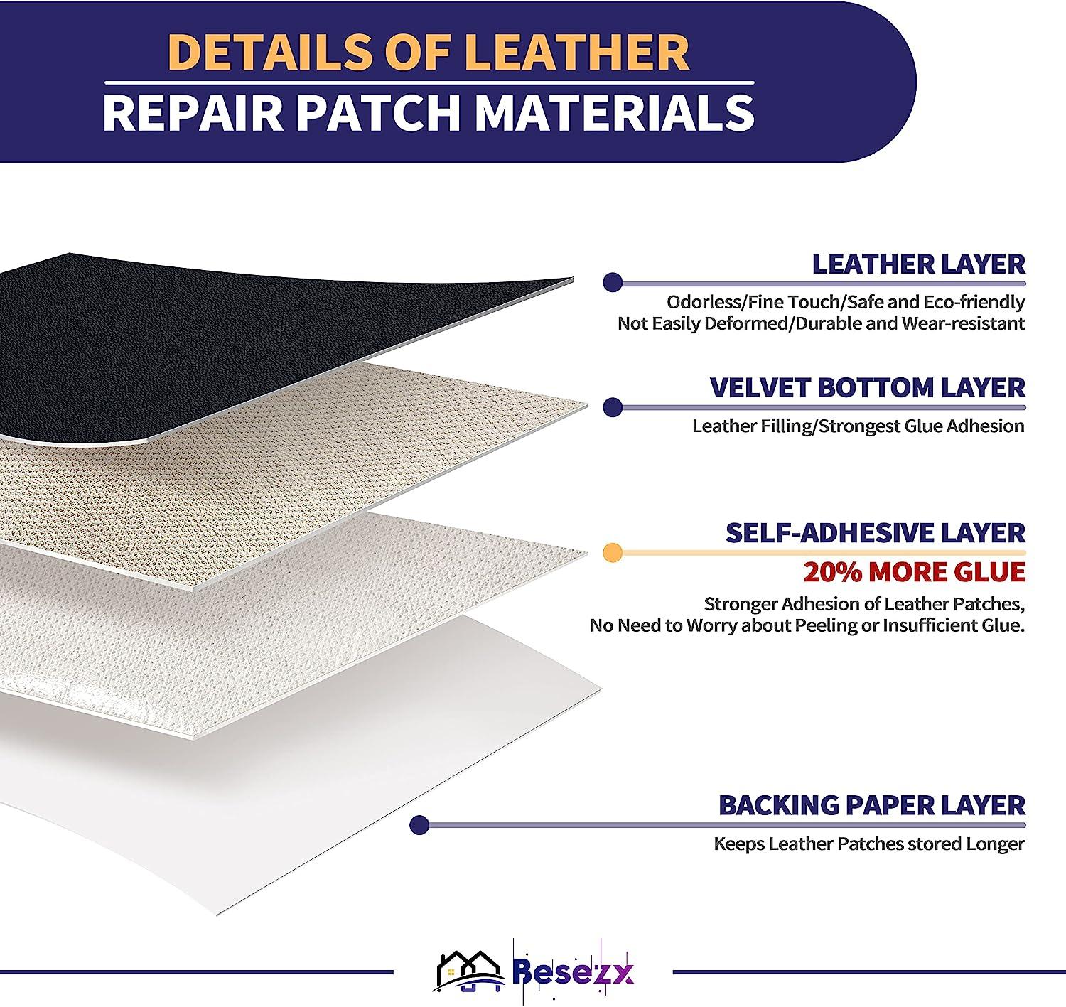 Besezx Self Adhesive Leather Repair Patch 30 in x 16 in Large Leather  Patches for Furniture Leather Repair kit for Couch Car Seat Motorcycle seat  Loveseat (Black) 30x 16(Fine-Grained) Black