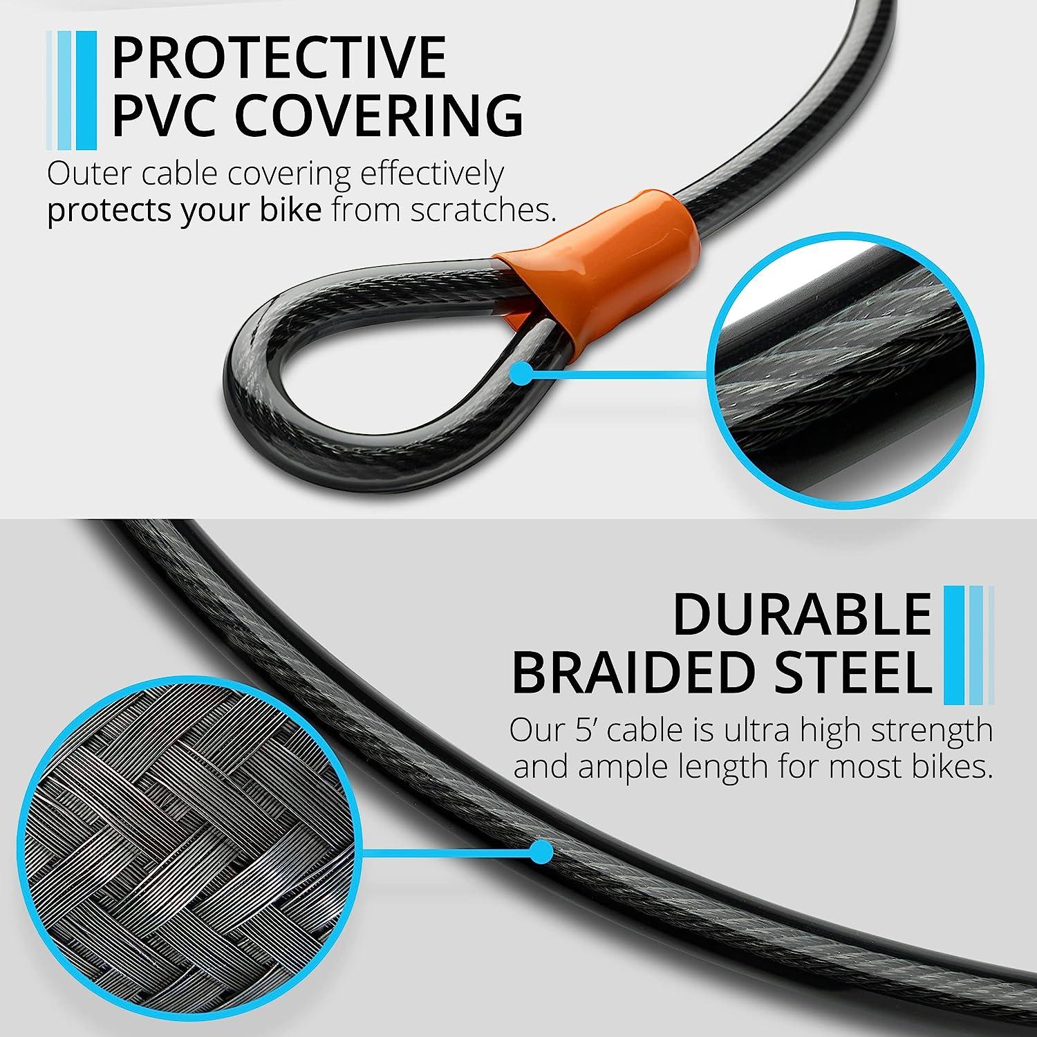 Heavy Duty Bike U Lock with Cable Anti Theft Bicycle Lock Holder