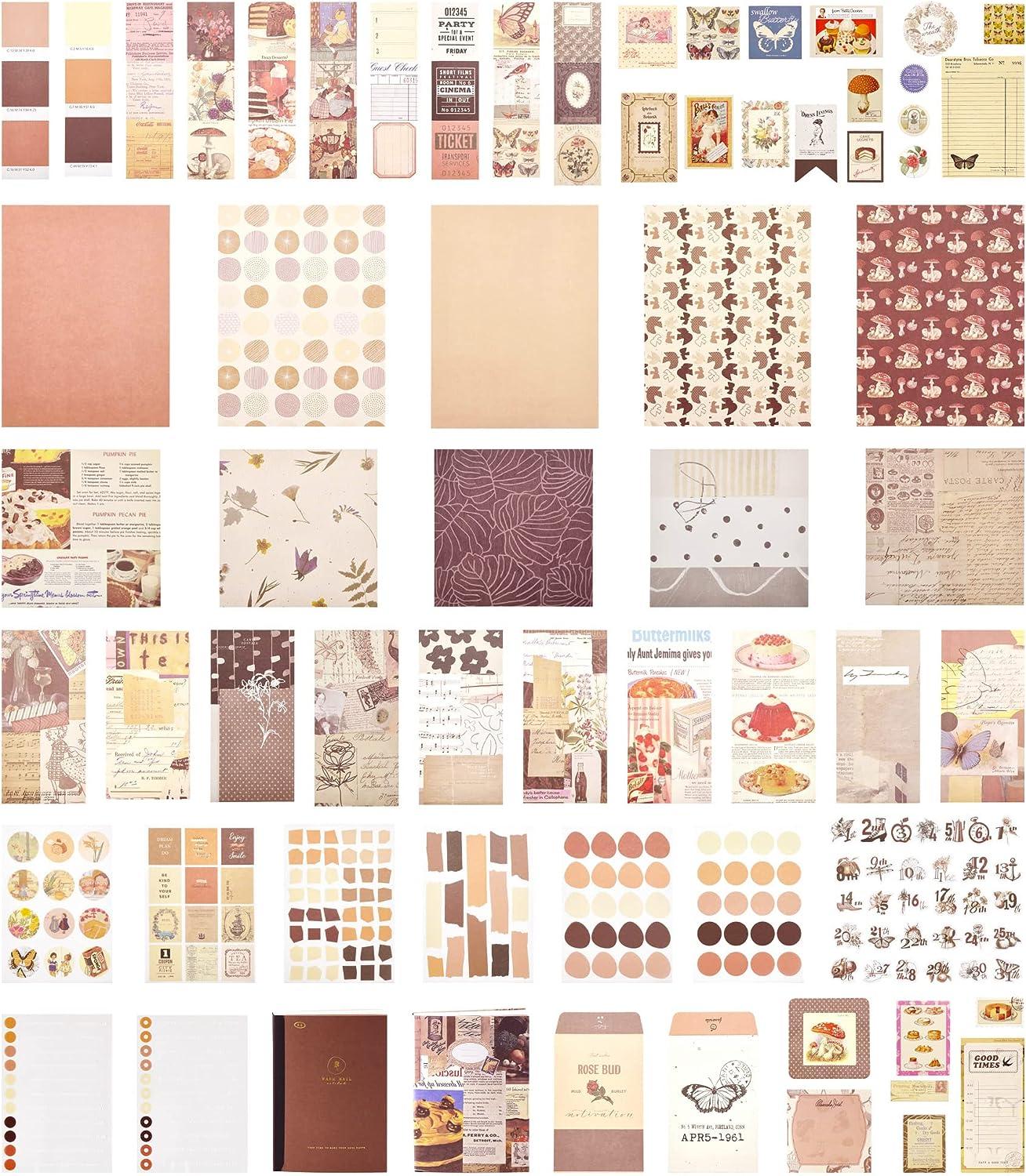 Yoption 346pcs Vintage Scrapbooking Supplies Kit, Aesthetic Scrapbook Kit  for Bullet Journal Supplies with Scrapbooking Stickers, Stationery, A6 Grid  Notebook, DIY Craft Gift for Teen Girl Kid Women