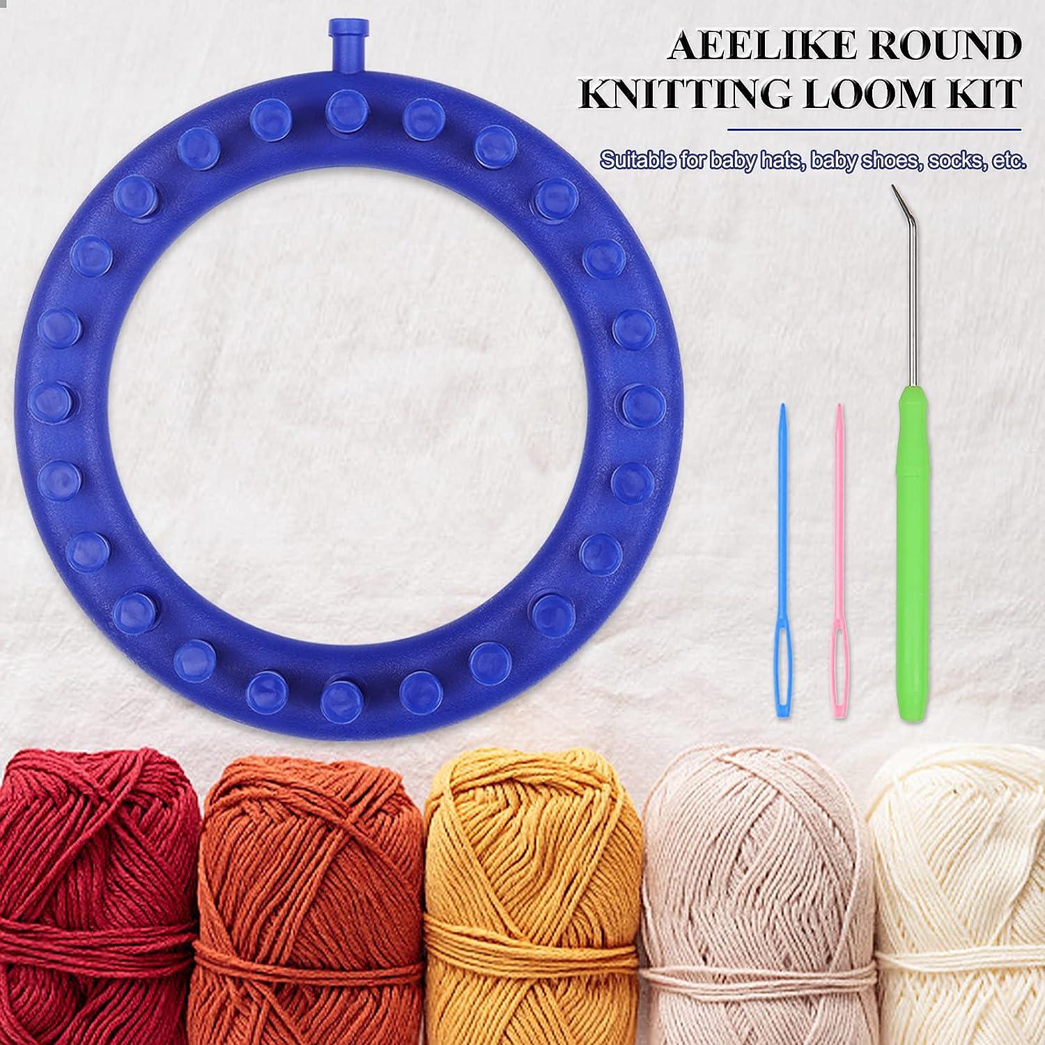 Aeelike Round Knitting Looms Set - Loom Knitting Set Includes Circle Knitting  Loom Hook and Plastic Needle - 24 Peg Sock Knitting Loom - Simple Craft  Knitting DIY Kit for Beginners S - 5/13cm