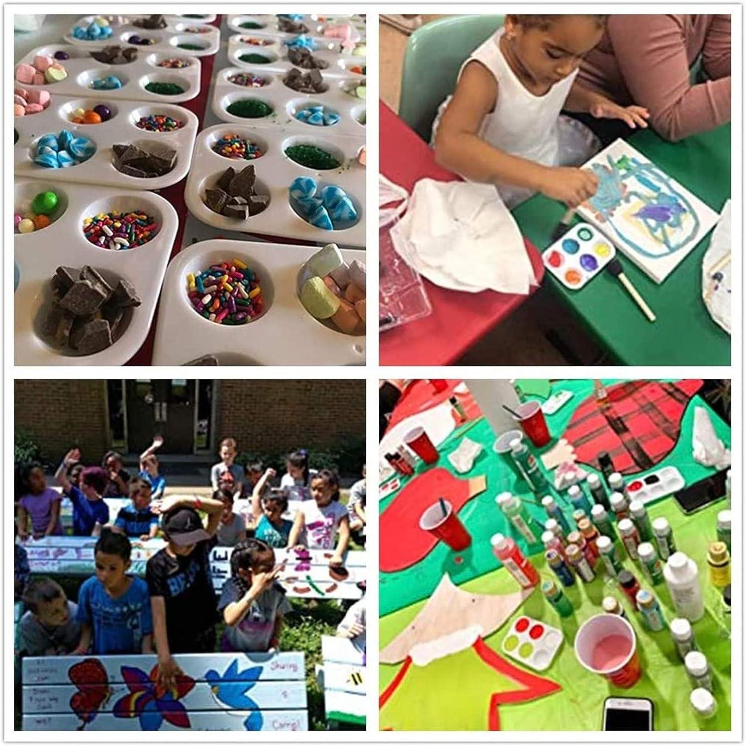 24 Pieces White Paint Plastic Palettes 6 Well Rectangular Watercolor