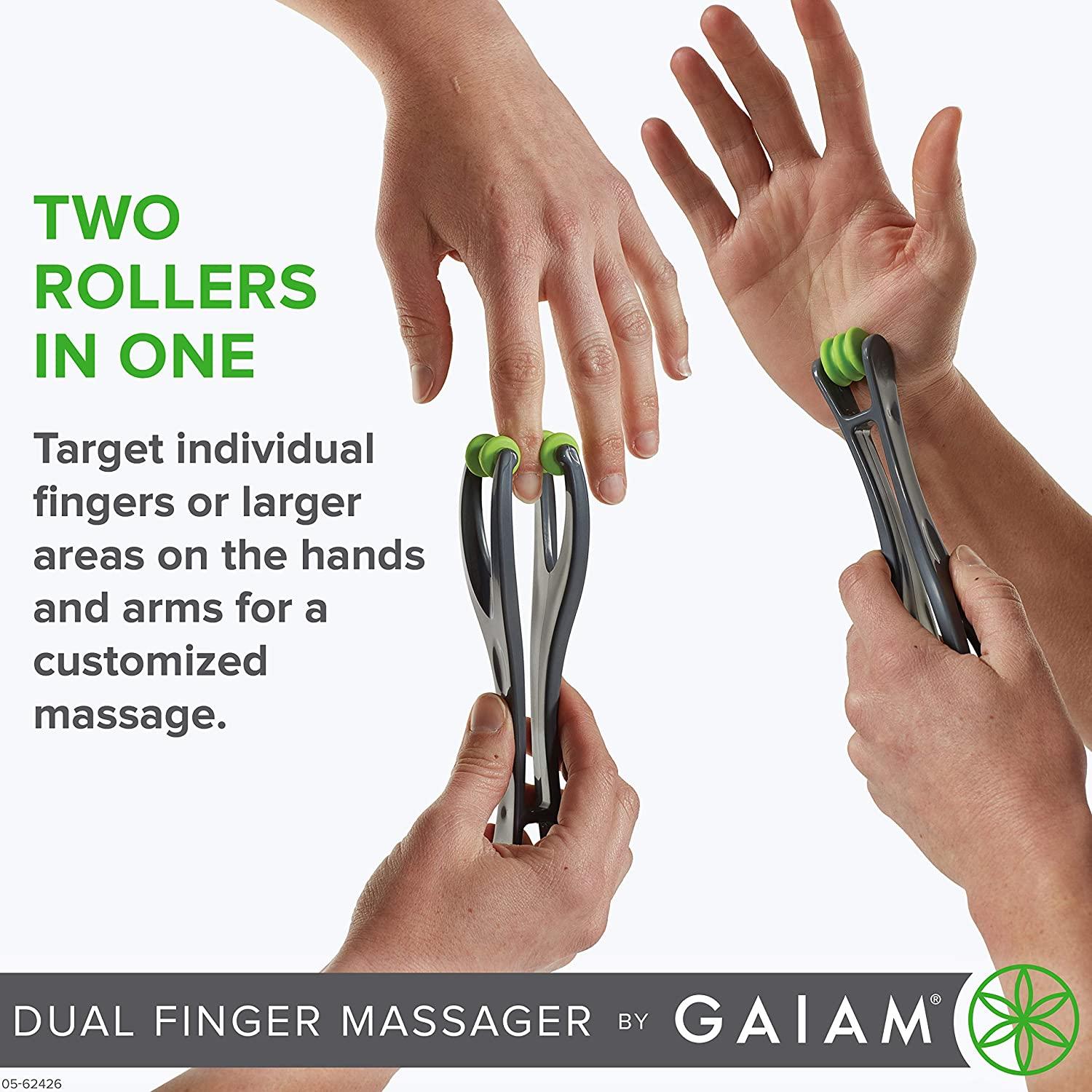Gaiam Finger Massager Dual Sided Hand Massage Roller Tool For Circulation Stress Arthritis And