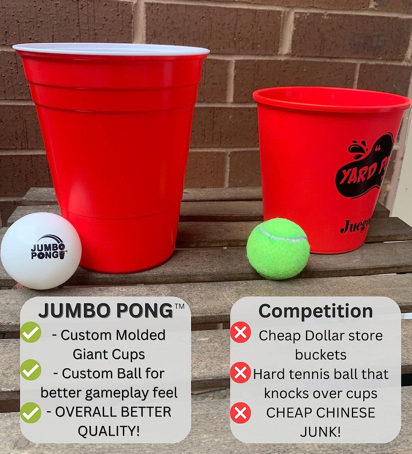 Jumbo Pong Giant Yard Pong Game for Outdoor Lawn, Backyard, Camping