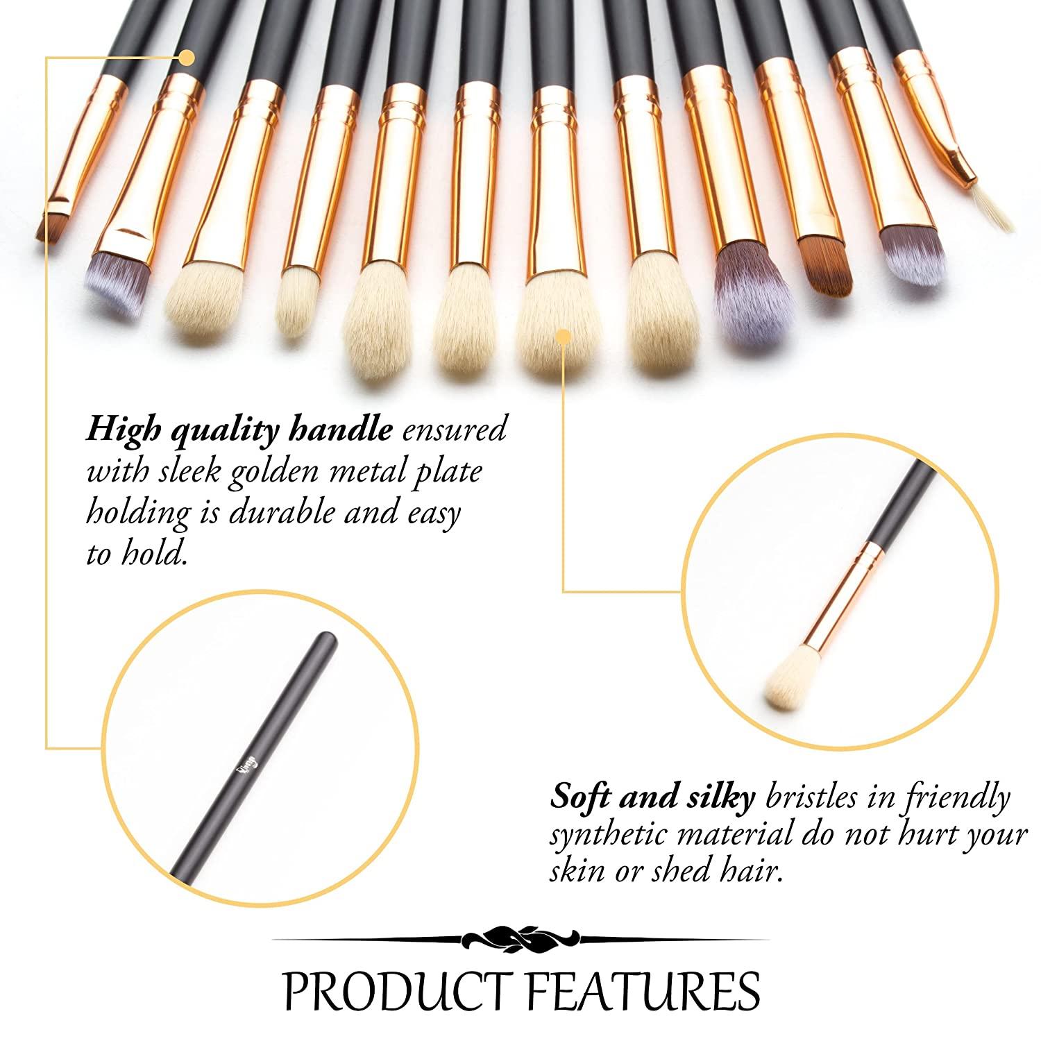 Qivange Eye Makeup Brushes Synthetic Hairs Eyeshadow Brush ...
