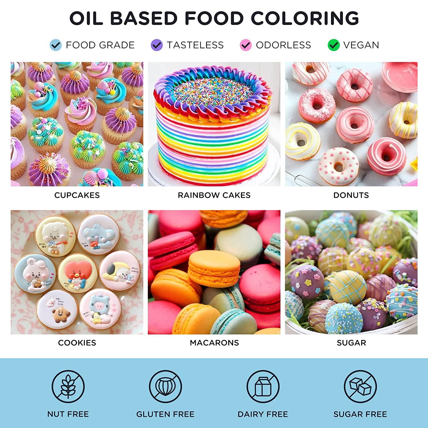 Oil Based Food Coloring for Chocolate 12 Colors Edible Food Dye for Sugar  Candy Melts, Cherrysea Oil Frosting Icing Dye for Baking Cookies Fondant  Food Color for Cake Decorating - 0.35 Fl. Oz Bottles