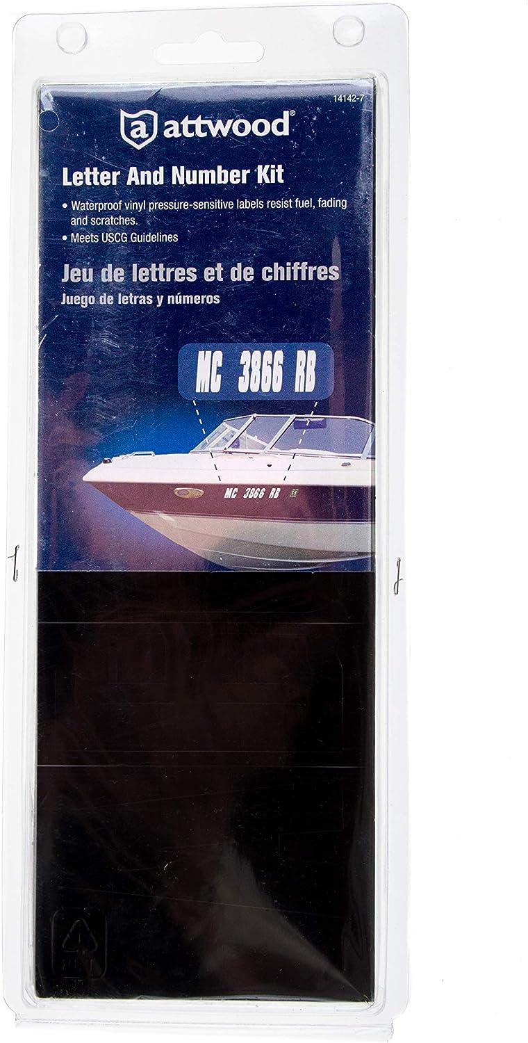 attwood 141427 Waterproof 148Piece Vinyl Boating Letter and Number Kit, Black Finish