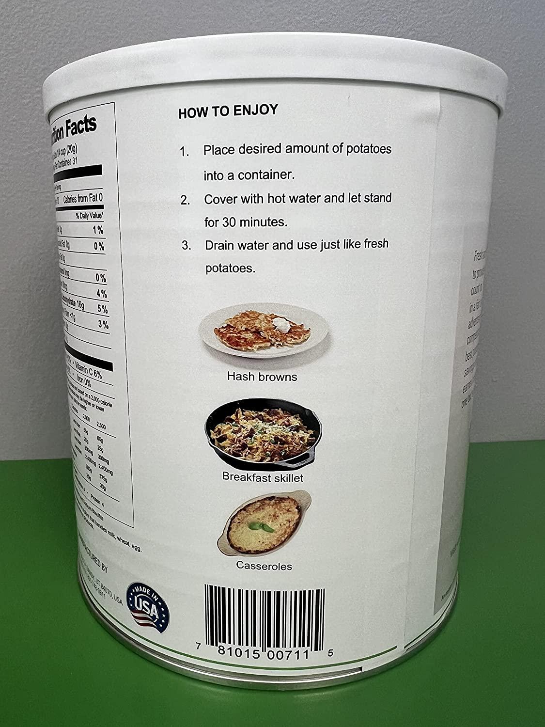 Fresh and Honest Foods Dehydrated Potato Hash Browns 22.4 OZ 10 Can 1.