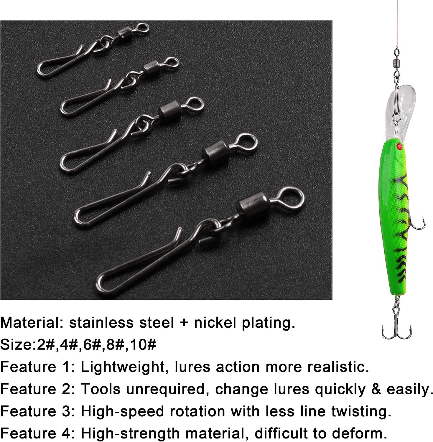 200Pcs #1 Stainless Steel Fishing Lock Snaps Fishing Clips Quick Change