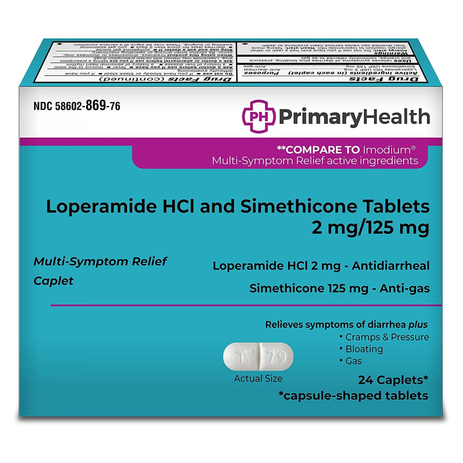 Primary Health AntiDiarrheal & AntiGas, Loperamide Hydrochloride and