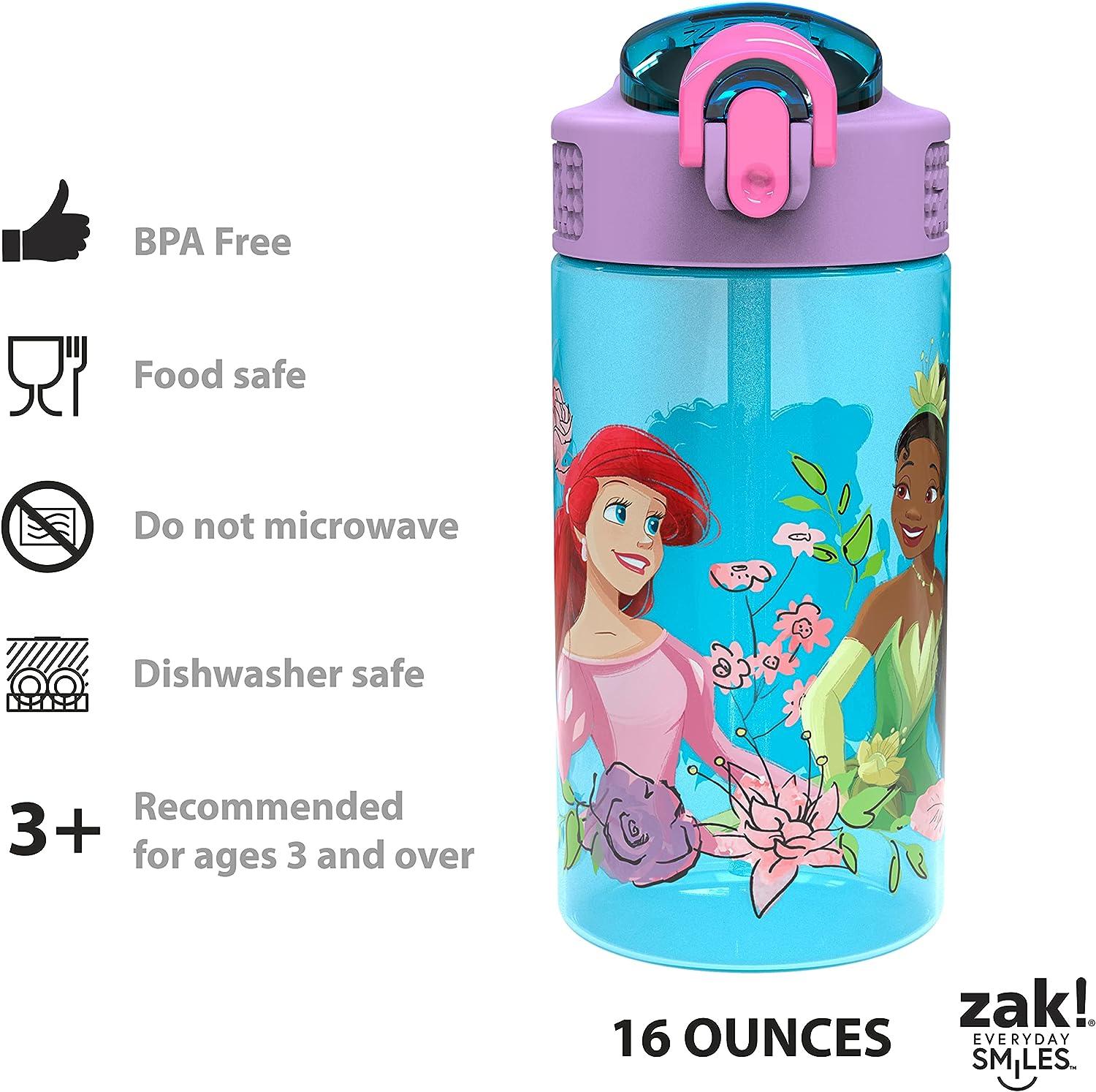 Zak Designs Kids Durable Plastic Spout Cover and Built-in Carrying Loop, Leak-Proof Water Design for Travel, 16oz, 2pc Set, Minecraft Bottle 2pk