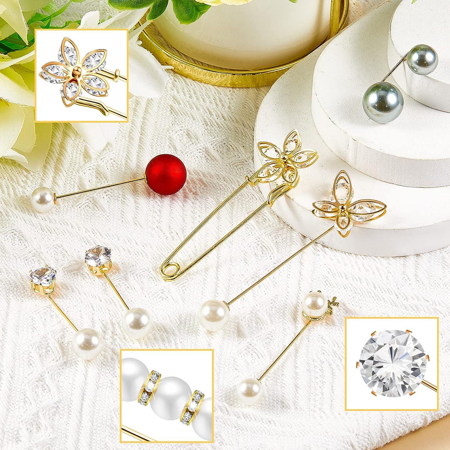  50 Pieces Faux Pearl Brooch Pins Artificial Pearls Sweater  Shawl Clips Elegant Hat Safety Pins Decorative Dress Broches Jewelry for  Women Faux Crystal Cardigan Clip : Arts, Crafts & Sewing