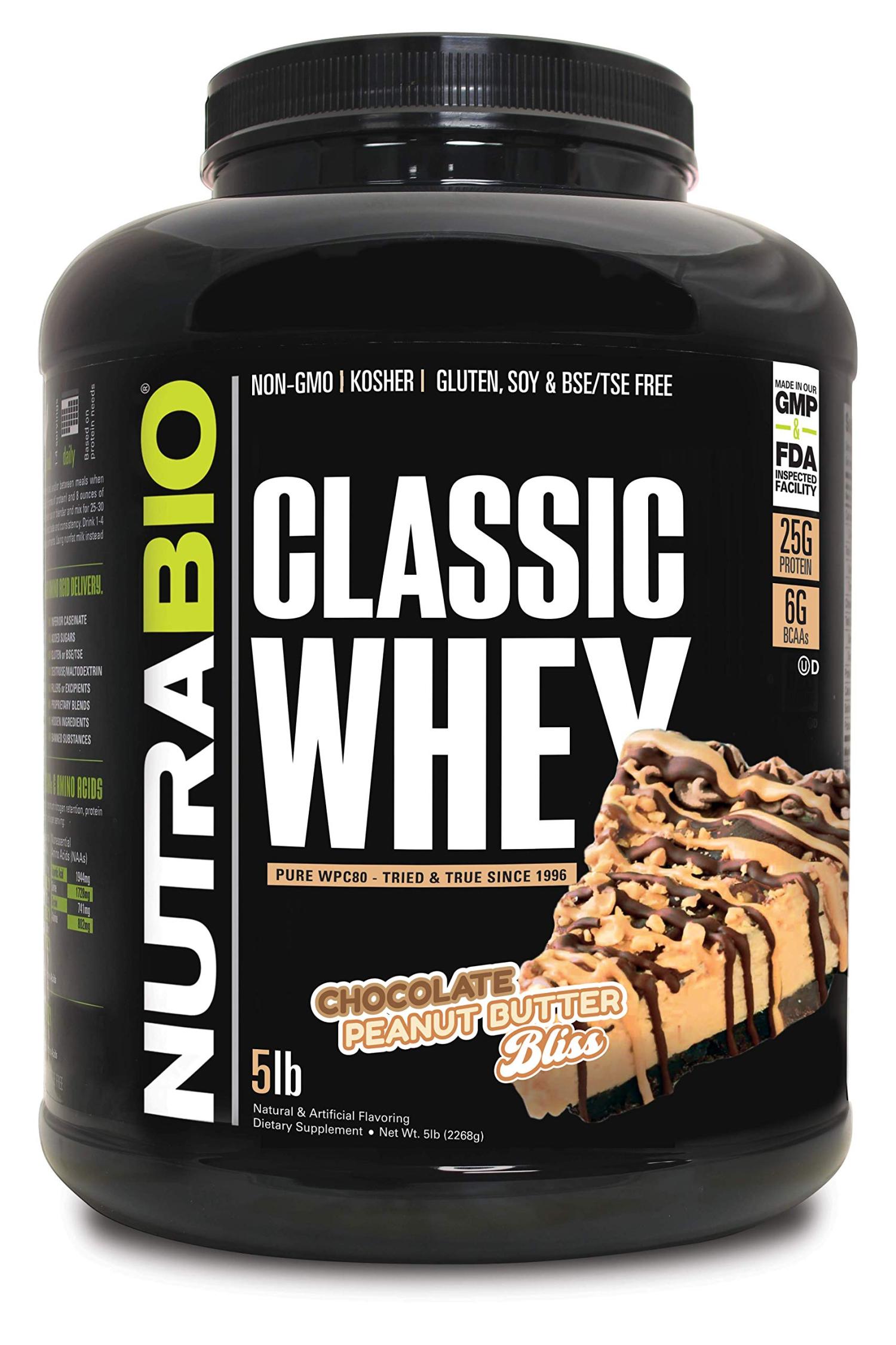 NutraBio Classic Whey Protein Powder 25G Protein Per Scoop Full