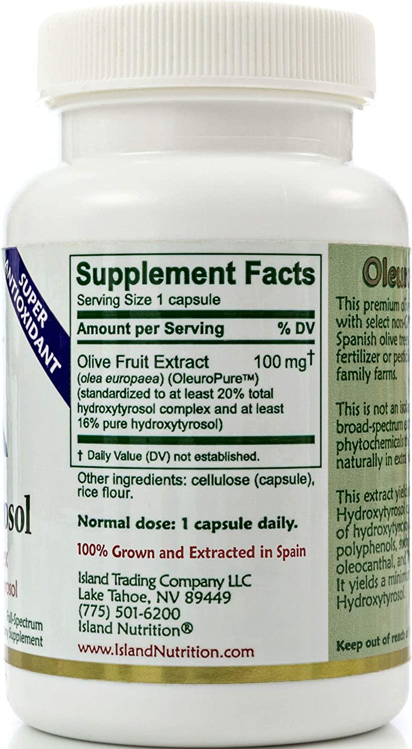 Super Strength 20 Hydroxytyrosol Complex Olive Fruit Extract 100mg, 90 Capsules Grown