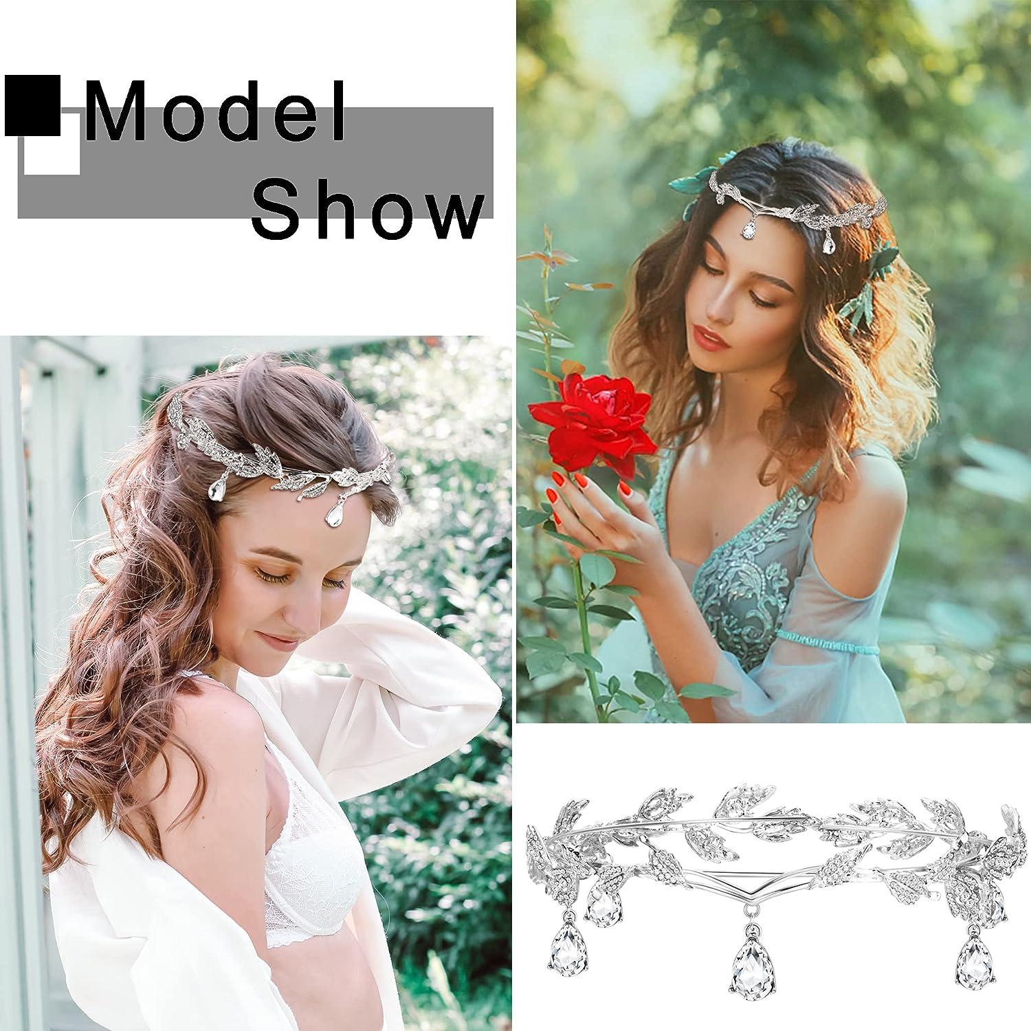 Tiara A Foglia Con Cristalli Per Sposa E Damigella - Diadema Regina Con Strisc Brillanti, Accessorio Per Compleanno E Cosplay