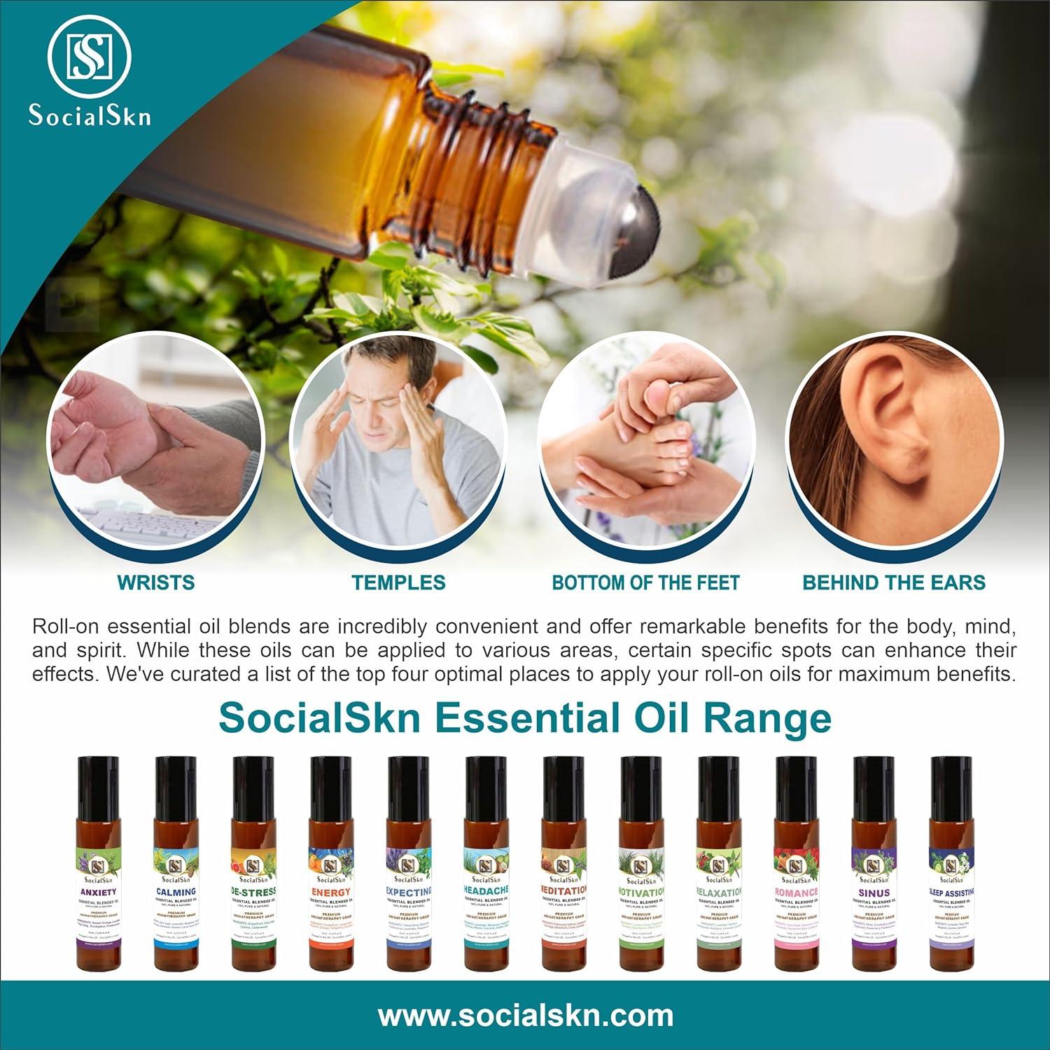 SocialSKN Essential Oils for Sinus Relief Sinusitis Treatment with Blend of Rosemary