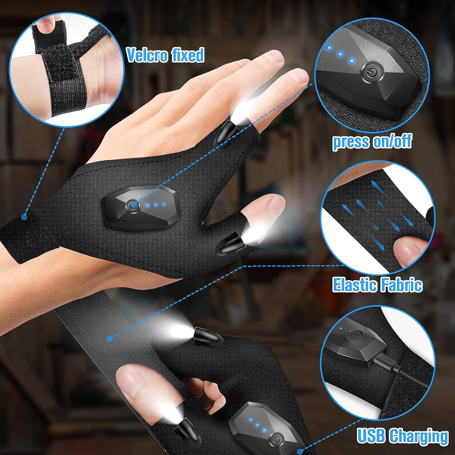 Hinshark Gifts for Men, LED Flashlight Gloves Rechargeable