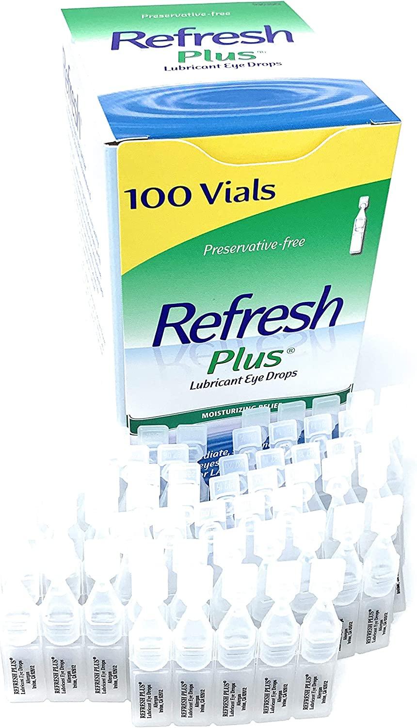 Allergan Refresh Plus Lubricant Eye Drops SingleUse Vials, Clear, (100