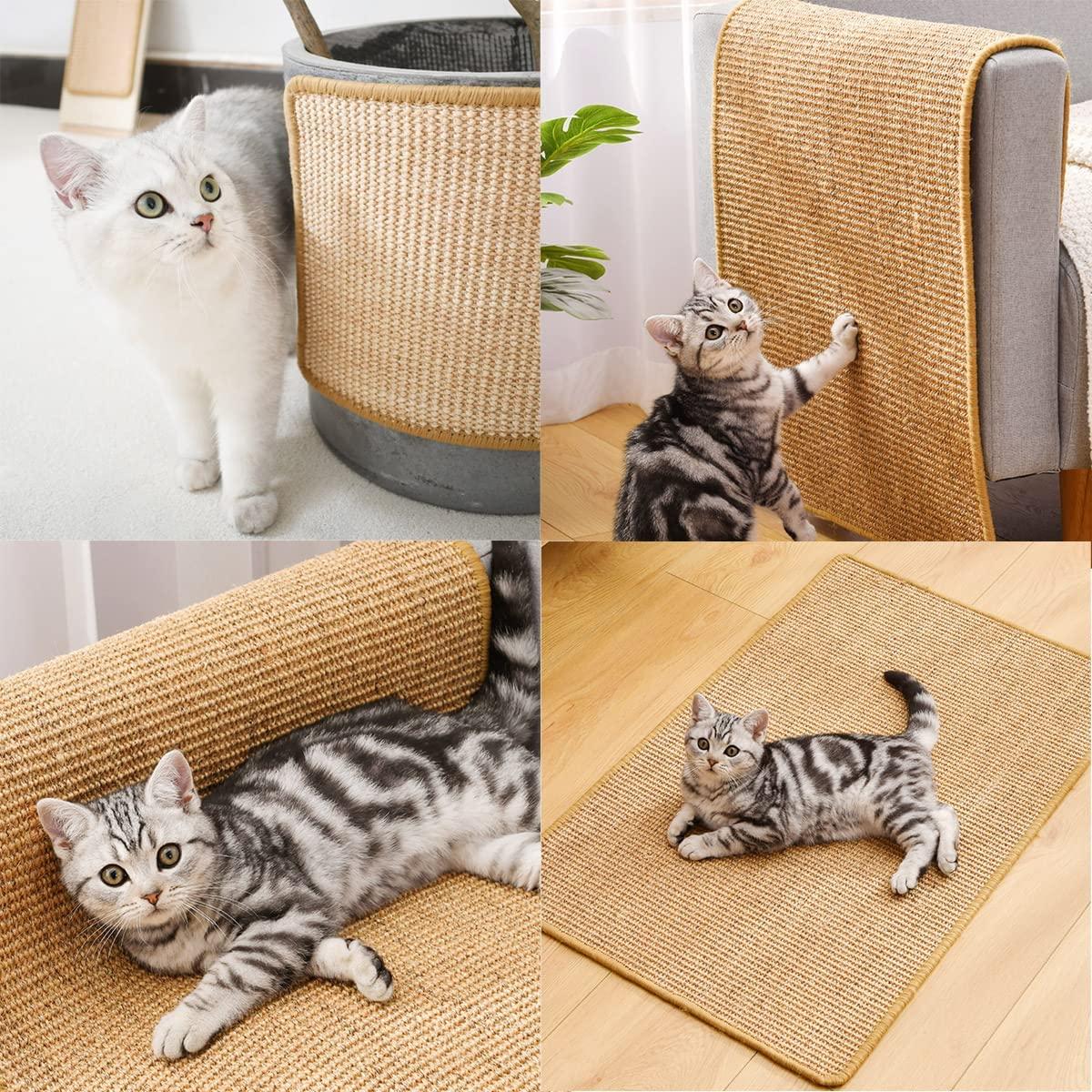 ChicWow Cat Scratcher, Cat Scratch Pad with Adhesive Hook Loop Tape, Sisal  Fabric Cat Scratching Pad, Stick on Floor Carpet Couch as Cat Scratch  Furniture Protector, Cat Wall Scratcher, 23.6 X 15.7 In