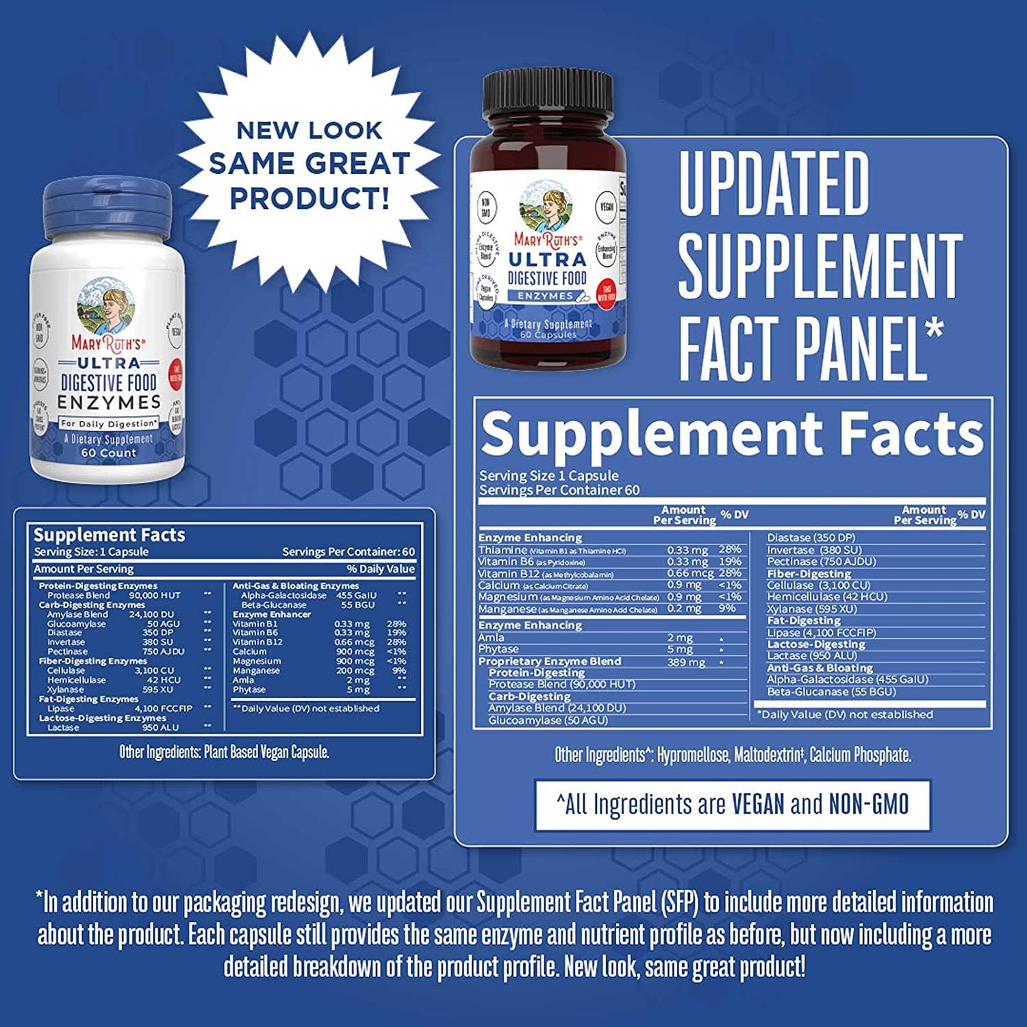 MaryRuth Organics Ultra Digestive Enzymes 60 Capsules Gut Health