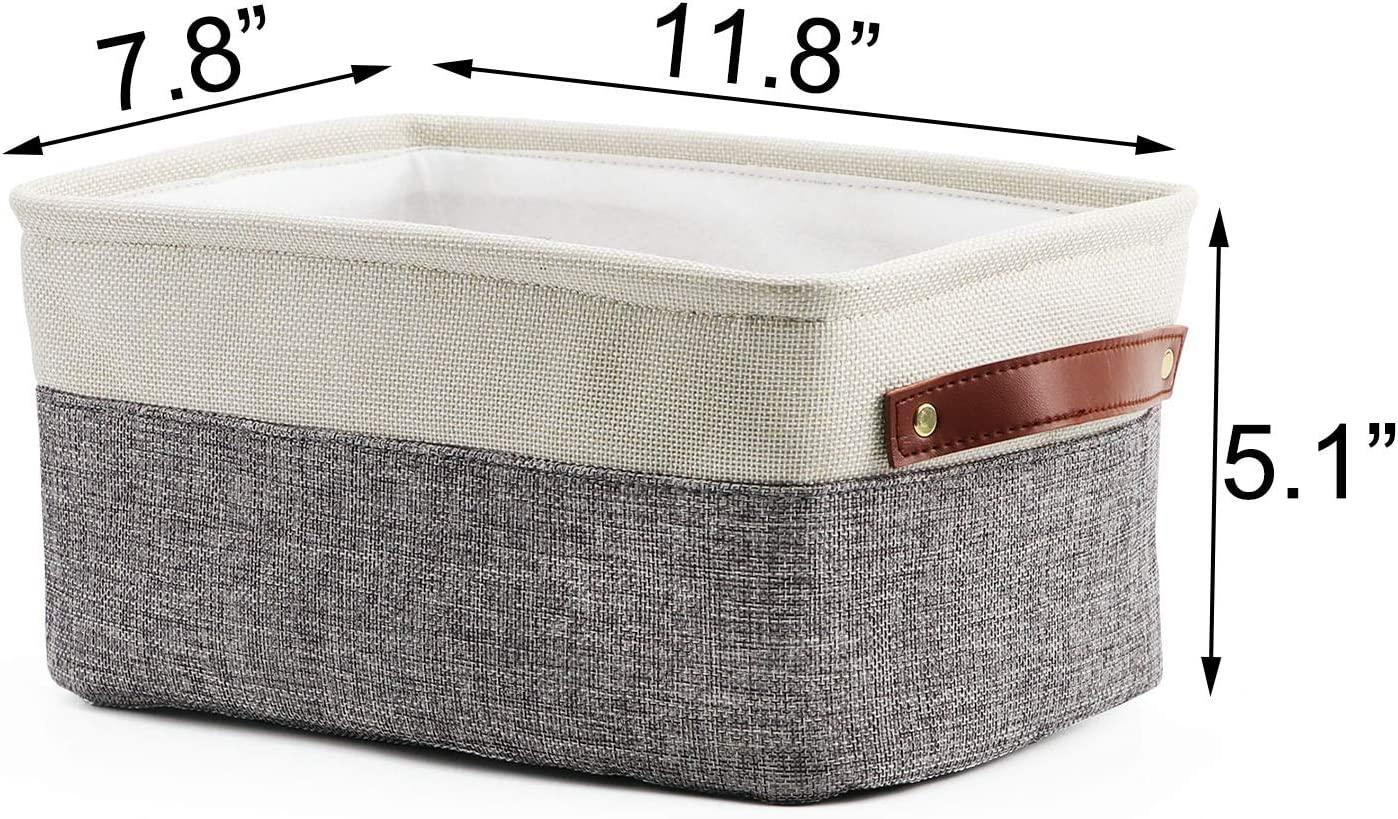 HNZIGE Small Storage Baskets for Organizing(6 Pack) Fabric Baskets for  Shelves, Closets, Laundry, Nursery, Decorative Baskets for Gifts Empty  (White&Gray, 11.8 x 7.8 x 5.1) White&gray-leather Handles 11.8 x 7.8 x  5.1-6pcs
