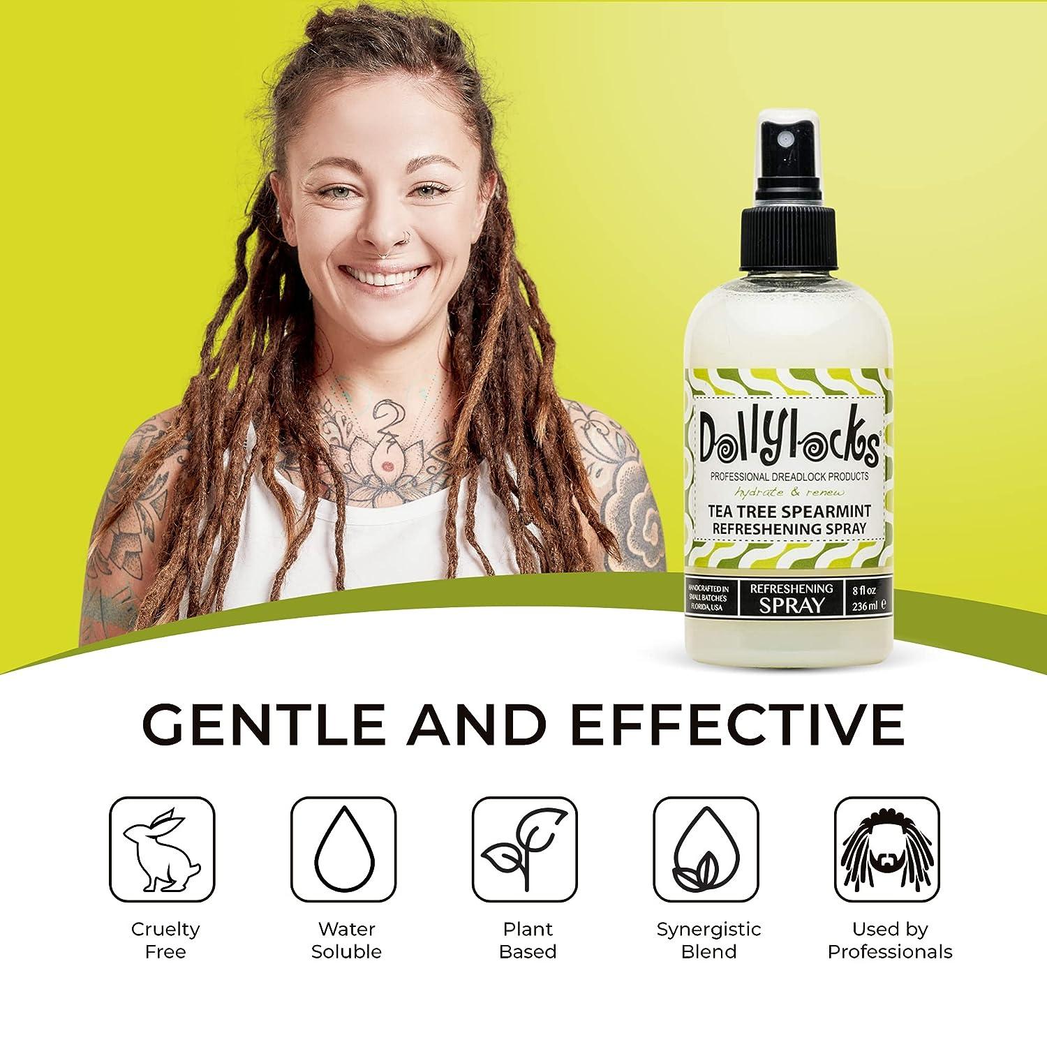 Professional Organic Dreadlock Refreshening Spray - Plant Based Loc Hair  Care Products Residue-free and Sulfate-free Loc and Scalp Refreshing Spray  for Dreadlocks Tea Tree Spearmint 8oz