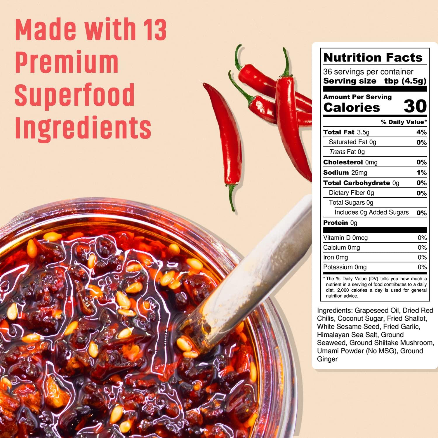 Sauce Up 100 Natural Artisan ChiliCrisp 6oz Vegan Keto GF Chili Oil