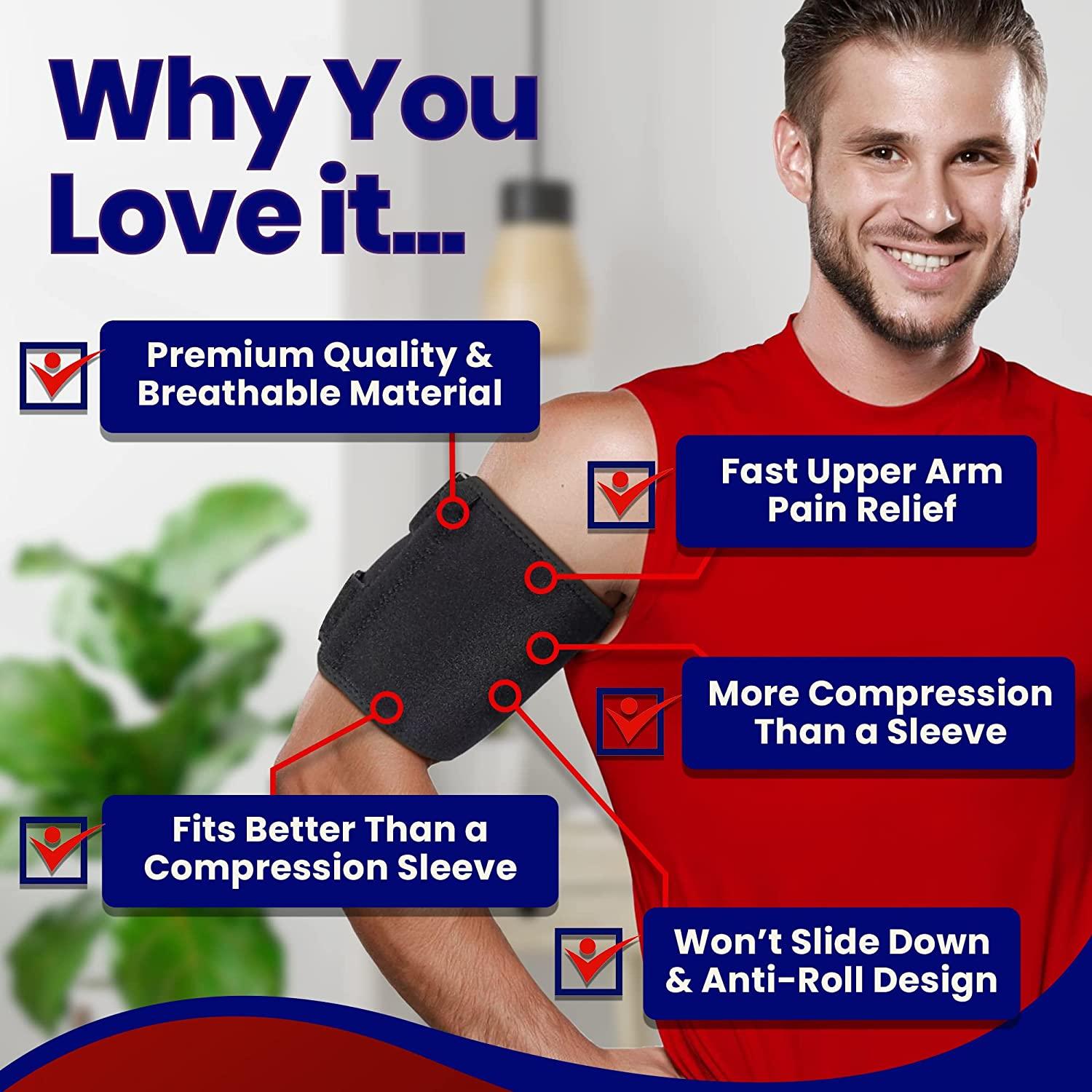 Bicep Tendonitis Brace Compression Sleeve Large Size for Upper Arm Pain Relief and Muscle