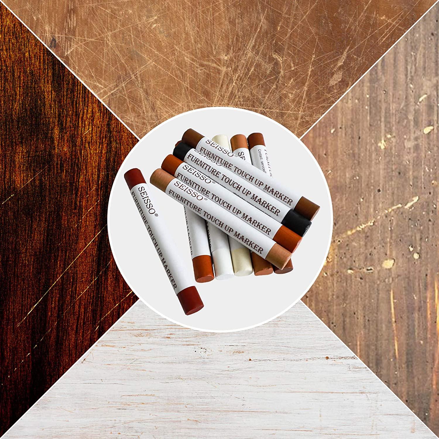 SEISSO Wood Filler Sticks Furniture Wax Crayons for Scratches 10 Pcs