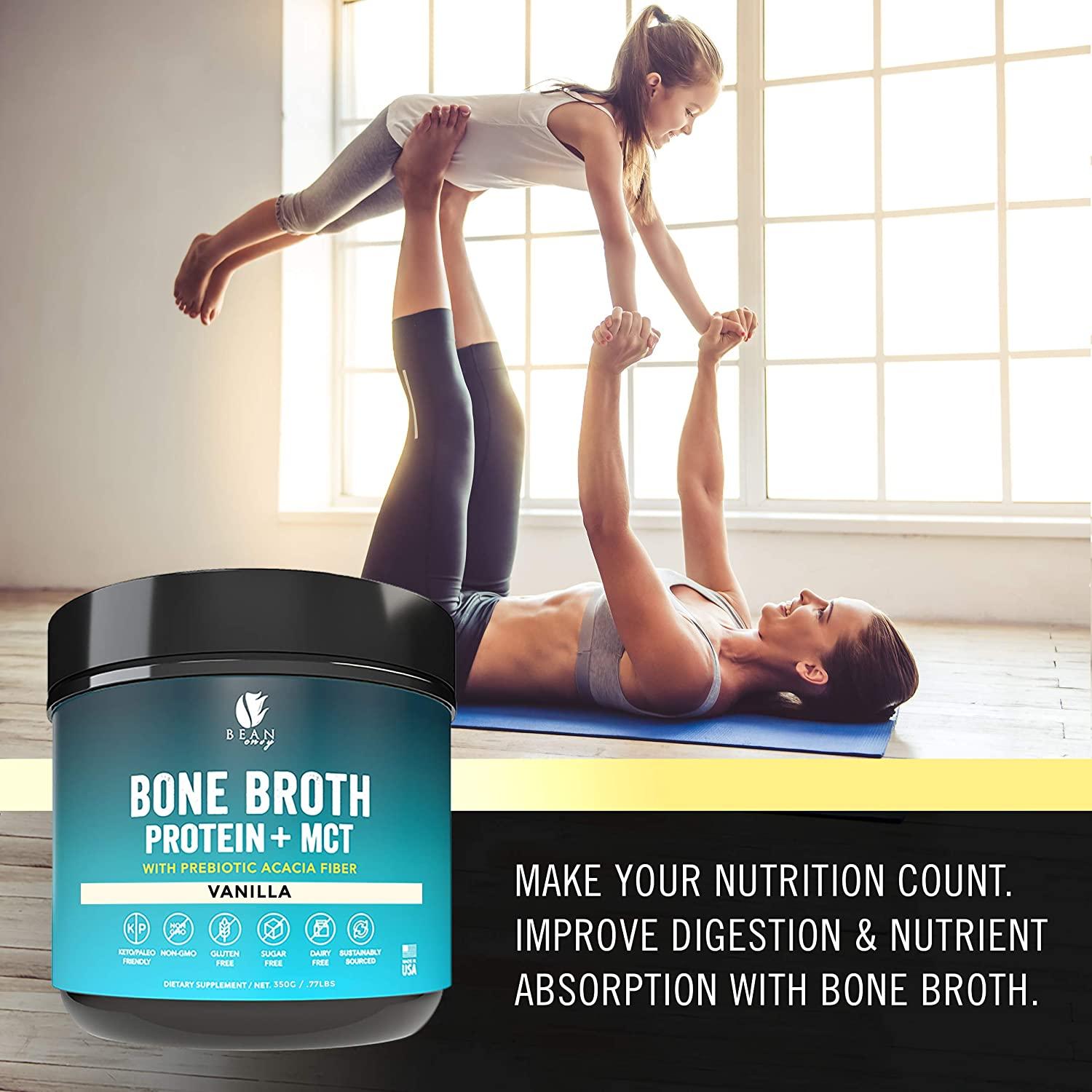 Bean Envy Bone Broth Protein Powder with MCT Oil and Acacia Fiber 12.32oz Vanilla Joint