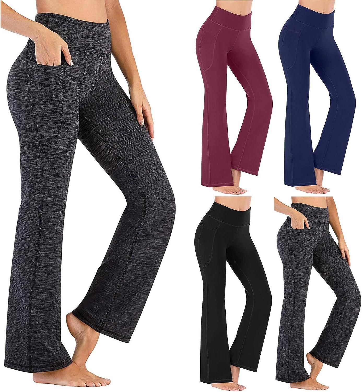 VEZAD Women's Boot-Cut Yoga Pants Tummy Control Workout Non See