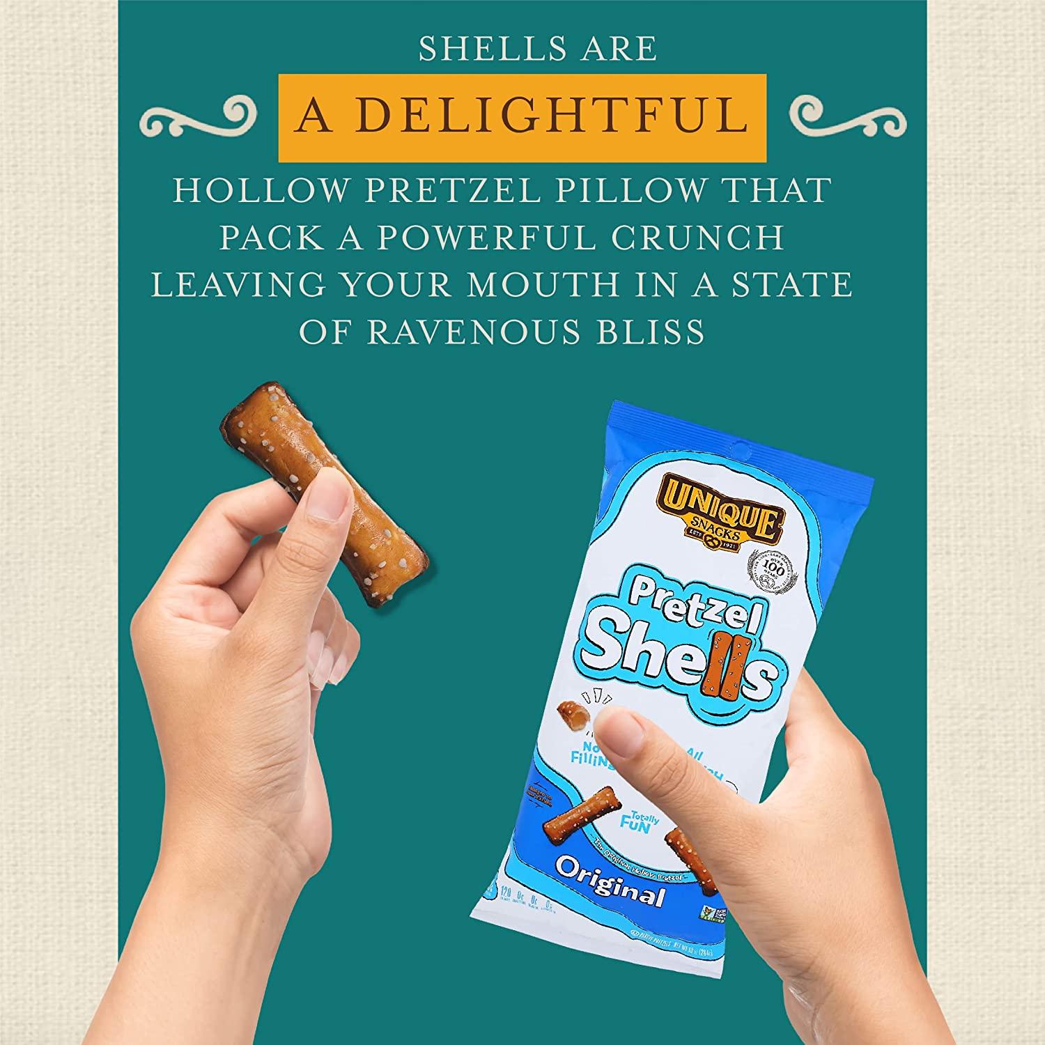 Unique Snacks Original Pretzel Shells, Delicious Vegan, Homestyle Baked, Certified OU Kosher and