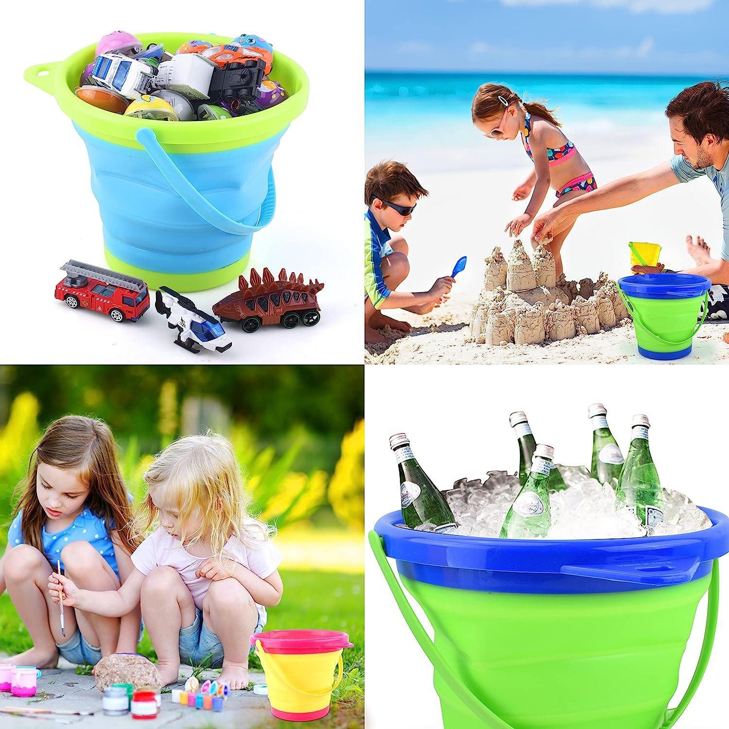 JOYIN 4 Collapsible Buckets & Basket for Kid, 2L Foldable Round Tub  Portable Pail for Summer Beach, Camping Gear Water, Fishing, and Fun Summer  Activities