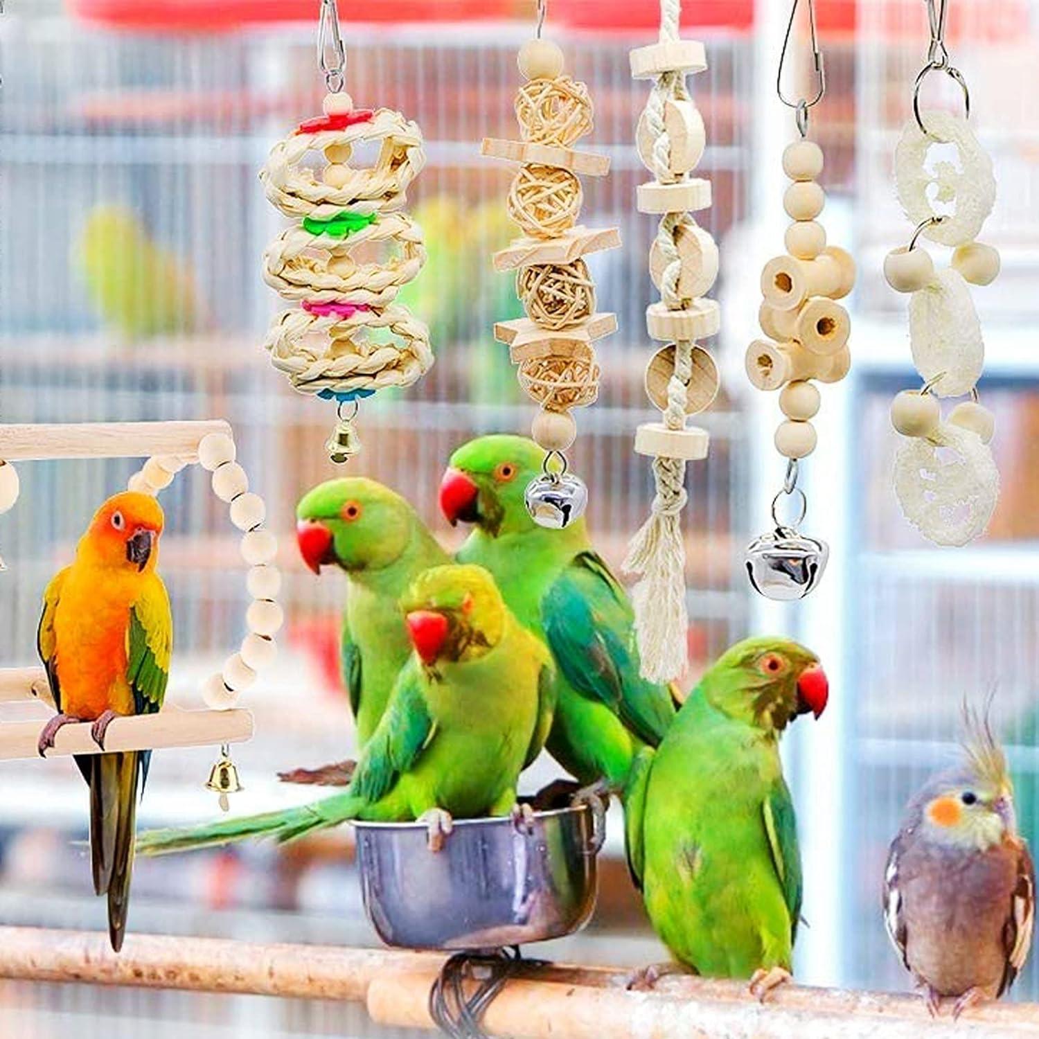 thumbnail image 2 of Bird Mirror Birdcage Perches Mirror Cotton Rope Standing 2 of 11