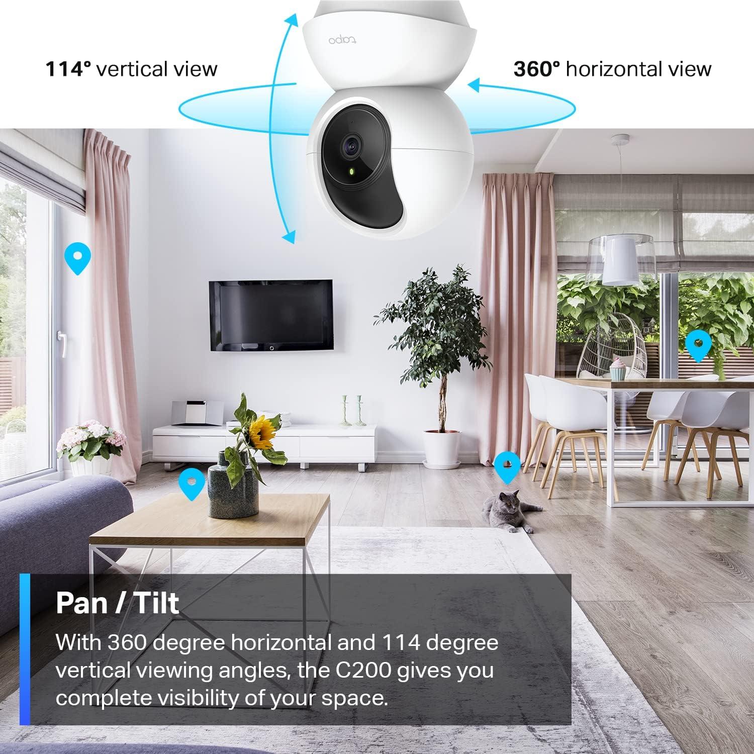 TP-Link Tapo Pan/Tilt Security Camera for Baby Monitor, Pet Camera w/  Motion Detection, 1080P, 2-Way Audio, Night Vision, Cloud & SD Card  Storage, Works with Alexa & Google Home (Tapo C200)